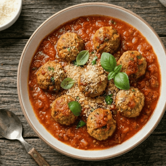 Ground pork recipes served on a plate with herbs and vegetables